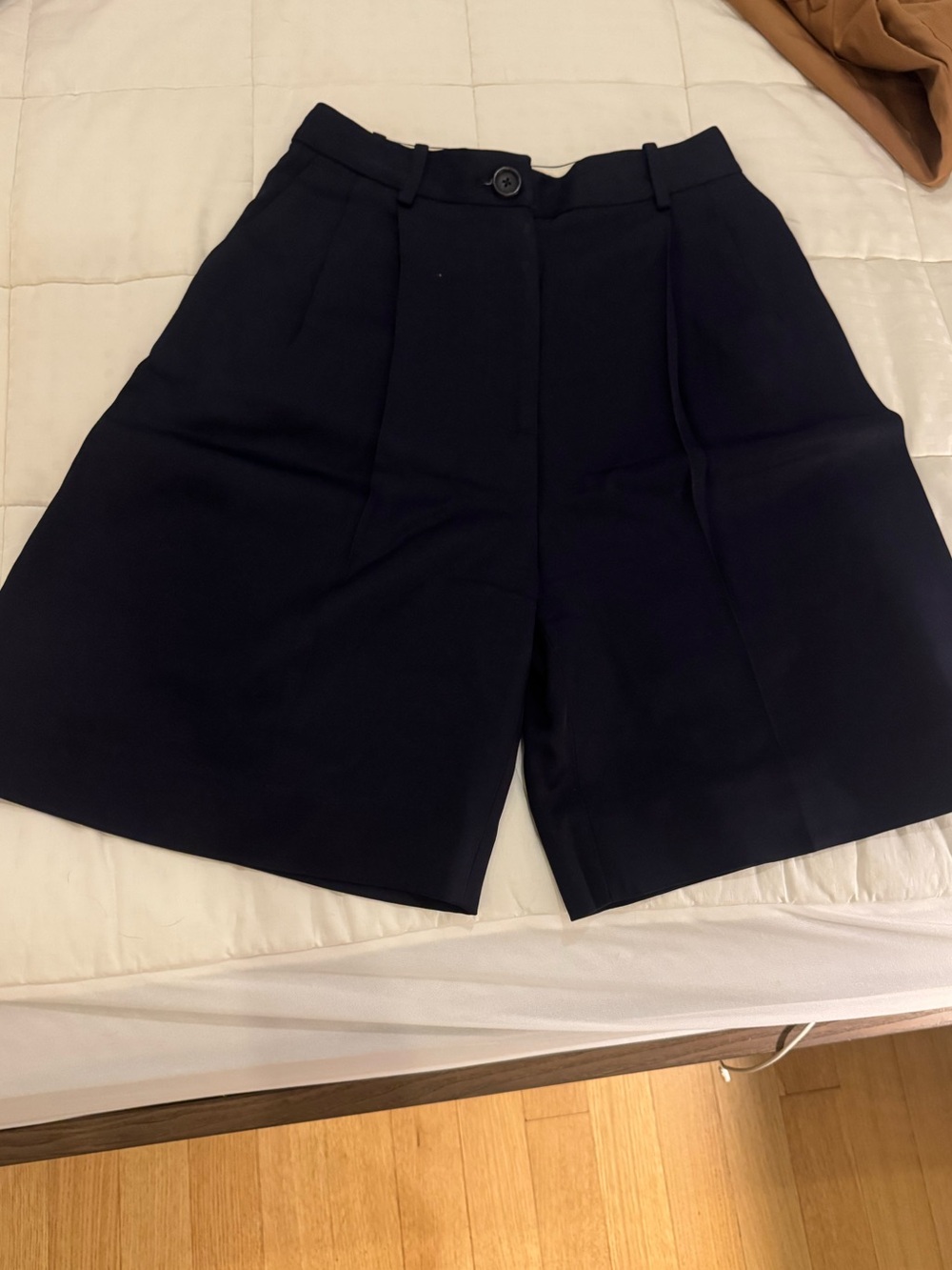 Altuzarra Navy High-Waist Tailored Bermuda Shorts